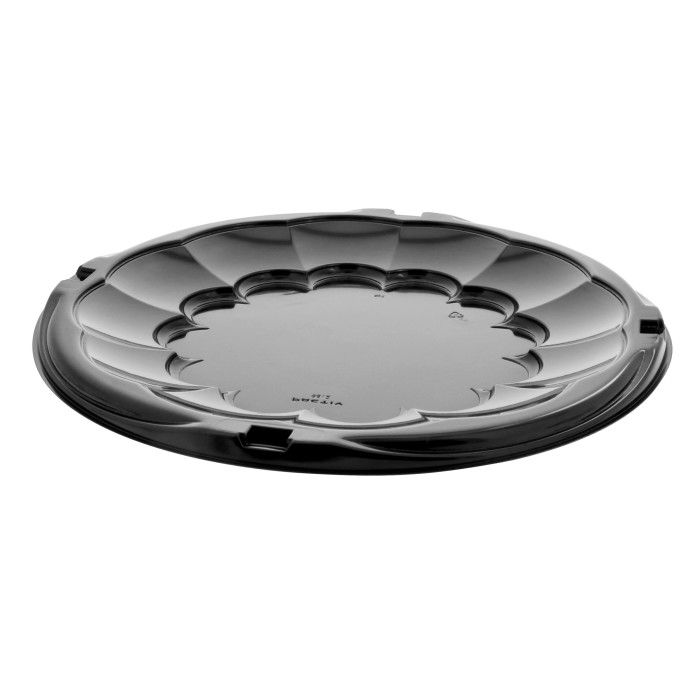  12 Black Round Flat Disposable Catering Party Tray