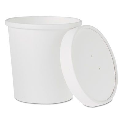 12 Oz. White Paper Food Containers with Vented Lids, to Go Hot
