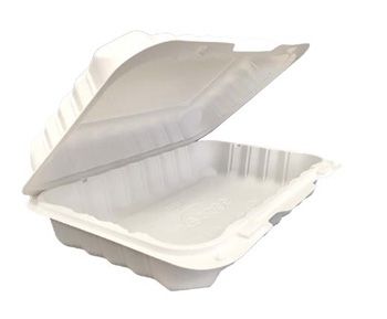 WELLCHOICE PW206 ECO Hinged Take-Out Container, White, 9 x 6 x 2.5  (150/Case) - Win Depot