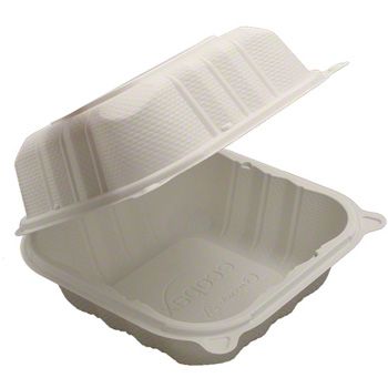 Ecopax PP206 Utility Hinged White Plastic Carryout Containers 150 / Case