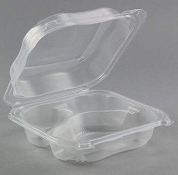 Genpak CLX203-CL Clover Large Hinged Clear Plastic Food Containers 150 /  Case