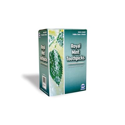AmerCareRoyal RM115 Mint Flavored Toothpicks Wrapped in Cellophane - 15000 / Case
