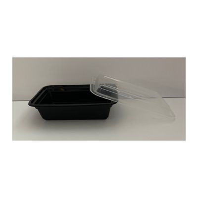 Kraft & Plastic F7524B 24 oz Microwave Safe Plastic Food Containers, Rectangular, Black / Clear – 150 / Case
