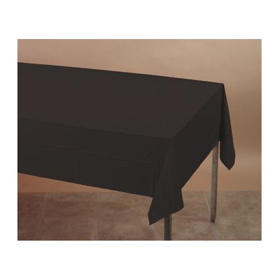 Creative Converting 01290 Touch of Color Plastic Tablecloths, 54" x 108", Black - 12 / Case