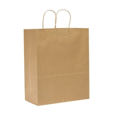 Duro 87128 Sup-R-Mart Medium Vertical Paper Shopping Bags, 65#, 13" x 7" x 17", Kraft - 250 / Case