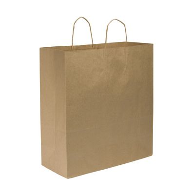 Duro 87148 Cargo Large Paper Shopping Bags, 70#, 18" x 7" x 18.75", Kraft - 200 / Case