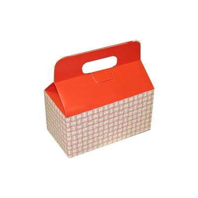 GP FCFW-001 Paper Take Out Box with Handles, 9.5" x 5" x 5", Red Basketweave - 125 / Case