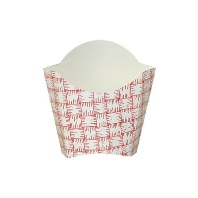 GP FCFW-005 Paper French Fry / Fried Food Scoop, 5 oz Medium Size, Red Basketweave - 1000 / Case
