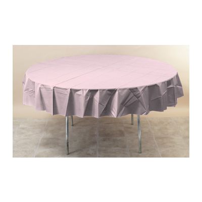 Creative Converting 703274 Touch of Color 82" Round Plastic Tablecloths, Classic Pink - 12 / Case