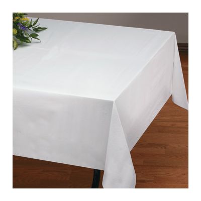 Hoffmaster 210441 Linen-Like Tablecloths, 50" x 108", White - 24 / Case