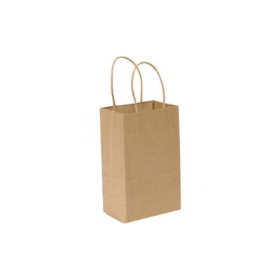 Duro 87093 Gem Mini Paper Shopping Bags, 60#, 5-1/4" x 3-1/4" x 8-3/8", Kraft - 250 / Case
