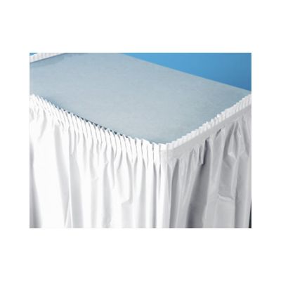 Creative Converting 010047C Touch of Color Plastic Table Skirts, 29" x 14', White - 6 / Case