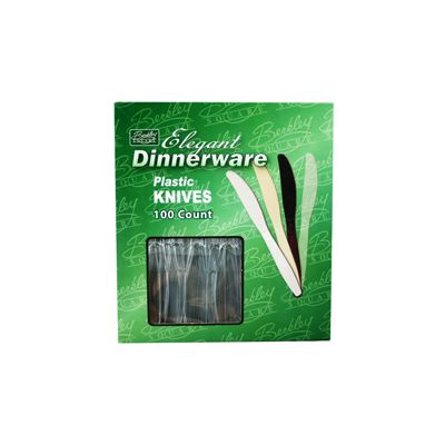 Berkley Square 1081008 Elegant Dinnerware Plastic Knives, Heavy Duty Polystyrene, Boxed, Clear - 1000 / Case 