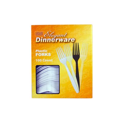 Berkley Square 1062008 Elegant Dinnerware Plastic Forks, Heavy Duty Polystyrene, Boxed, White - 1000 / Case
