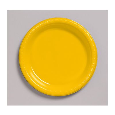 Creative Converting 28102131 Touch of Color 10.25" Plastic Plates, School Bus Yellow - 240 / Case