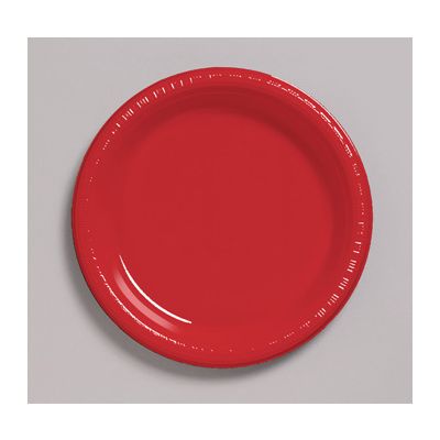 Creative Converting 28103121 Touch of Color 9" Plastic Plates, Classic Red - 240 / Case