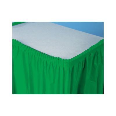 Creative Converting 733261 Touch of Color Plastic Table Skirt, 29" x 21.5', Emerald Green - 6 / Case