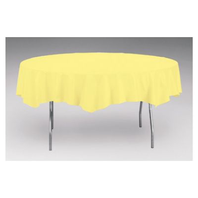 Creative Converting 923266 Touch of Color 82" Round Polytissue Table Covers, Mimosa - 12 / Case