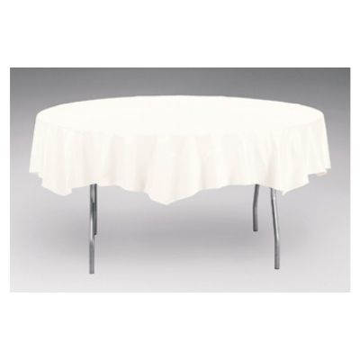 Creative Converting 923272 Touch of Color 82" Round Polytissue Table Covers, White - 12 / Case