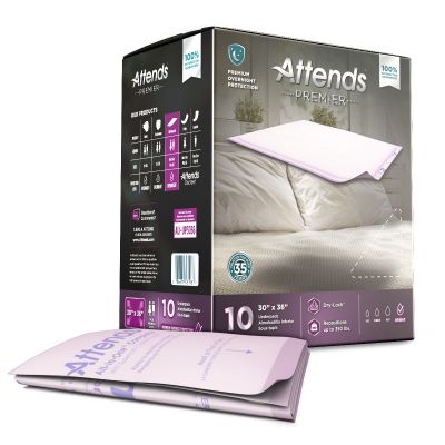 Attends Premier Disposable Underpad, 30" x 36", Overnight - 10 / Case
