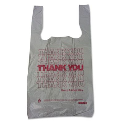 Barnes 6415THYOU T-Sacks Plastic Thank You Bags, 6" x 4" x 15", White - 2000 / Case