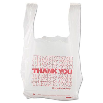 Barnes 8416THYOU Thank You Plastic Shopping Bags, 8" x 4" x 16", White - 2000 / Case