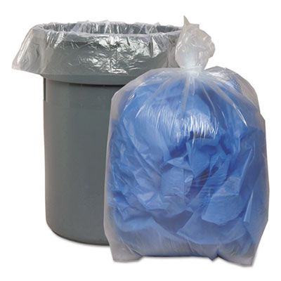 Boardwalk 533 60 Gallon Garbage Bags / Trash Can Liners, 1.1 Mil, 38" x 58", Clear - 100 / Case