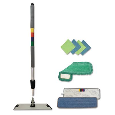 Boardwalk MFKIT Microfiber Mopping Kit, 18" Mop Head & 35-60" Handle - 1 / Case