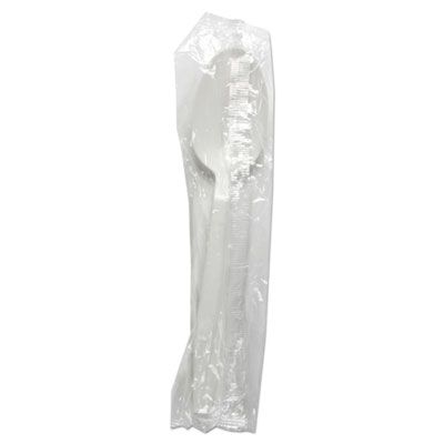 Boardwalk TSHWPPWIW Wrapped Plastic Teaspoons, Heavyweight Polypropylene, White - 1000 / Case