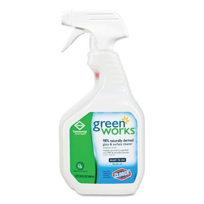 Clorox 459 Green Works Glass & Surface Cleaner, 32 oz Spray Bottle - 12 / Case