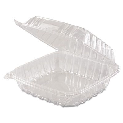 Dart C90PST1 ClearSeal Plastic Hinged Lid Containers, 8.3" x 8.2" x 3", Clear - 250 / Case