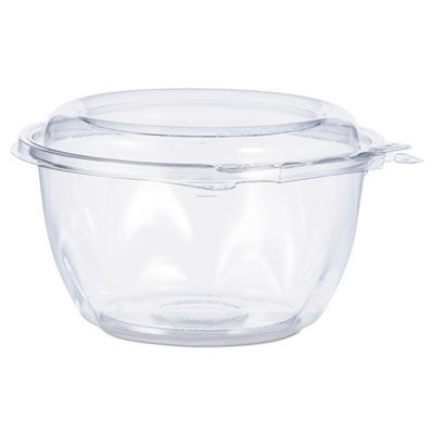 Dart CTR16BD 16 oz SafeSeal Tamper-Resistant Bowls with Attached Lid, 5-1/5" Dia. x 3-1/10", Clear - 240 / Case