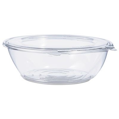 Dart CTR48BF 48 oz SafeSeal Plastic Tamper-Resistant Bowl Containers, 8.9" x 2.8", Clear - 100 / Case