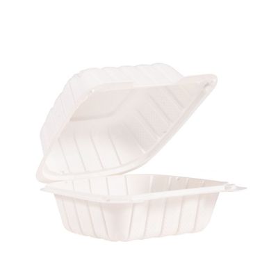 Dart 60MFPPHT1 ProPlanet Plastic Hinged Lid Sandwich Container, Mineral-Filled Polypropylene, 6.3" x 6" x 3", White - 400 / Case