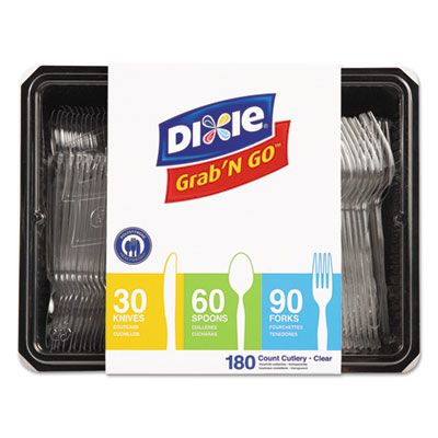 Dixie CH0369DX7 Plastic Cutlery Set, Heavyweight Polystyrene, Clear: 300 Knives, 600 Spoons, 900 Forks / Case
