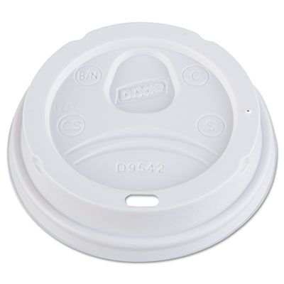 Dixie D9542 Plastic Dome Drink-Thru Lids for 10, 12, 16 oz Paper Hot Cups, White - 1000 / Case