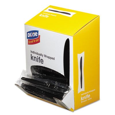 Dixie KM5W540 Grab'N Go Wrapped Plastic Knives, Polystyrene, Black - 540 / Case