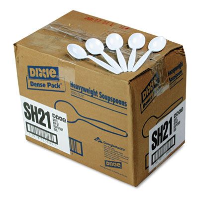 Dixie SH217 Plastic Soup Spoons, Heavyweight Polystyrene, White - 1000 / Case