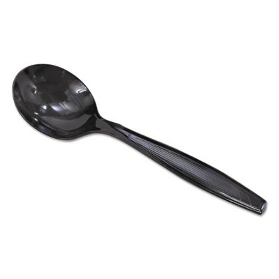 Dixie SH517 Plastic Soup Spoons, Heavyweight Polystyrene, Black - 1000 / Case