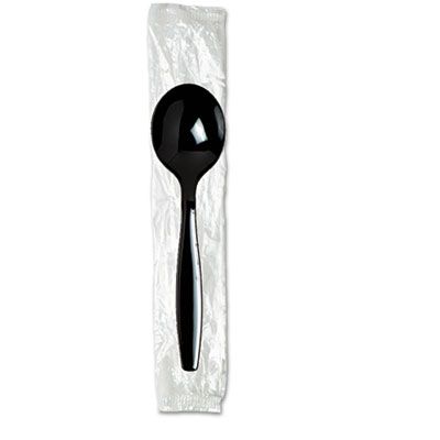 Dixie SH53C7 Wrapped Plastic Soup Spoons, Heavyweight Polystyrene, Black - 1000 / Case