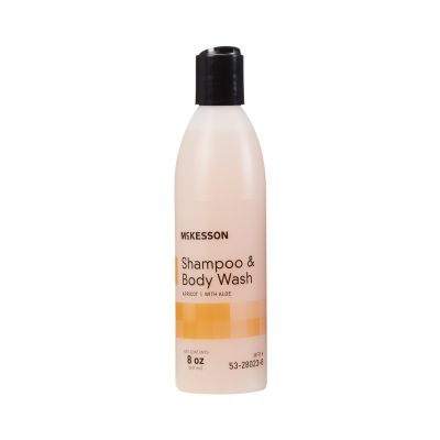 McKesson 53-28023-8 Shampoo & Body Wash, Apricot Scent, 8 oz Squeeze Bottle - 48 / Case