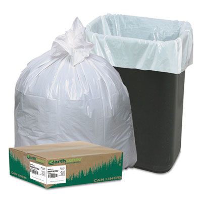 Webster RNW1K150V Earth Sense 13 Gallon Trash Can Liners / Garbage Bags, 0.85 Mil, 24" x 33", White - 150 / Case