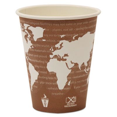 Eco-Products EPBHC8WA 8 oz Paper Hot Cups, PLA Lining, World Art Design - 1000 / Case