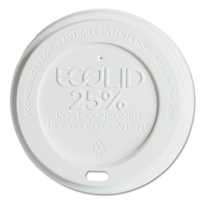 Eco-Products EPHL16WR Lids for 10-20 oz Evolution World Hot Cups, Recycled Plastic, White - 1000 / Case