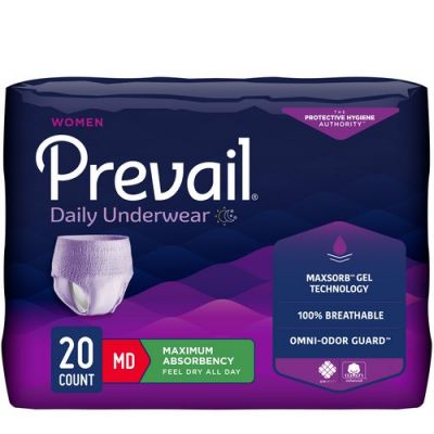 Prevail Pull-Up Daily Underwear for Women, Medium (28-40 in.), Maximum - 20 / Case