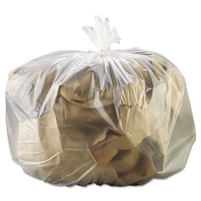 GEN 333916 33 Gallon Garbage Bags / Trash Can Liners, 13 Mic, 33" x 39", Natural - 250 / Case
