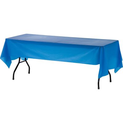 Genuine Joe 10325 Plastic Table Covers, 54" x 108", Blue - 24 / Case