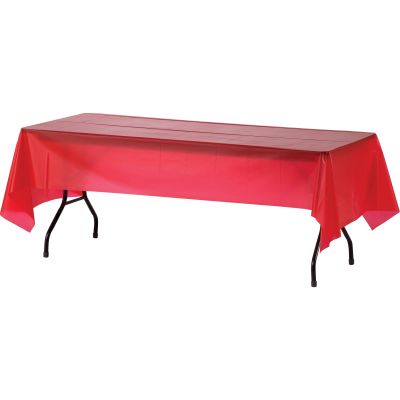 Genuine Joe 10326 Plastic Table Covers, 54" x 108", Red - 24 / Case