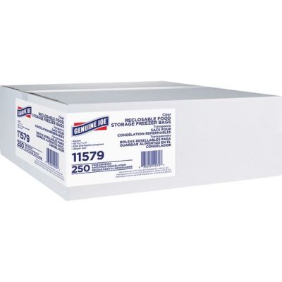 Genuine Joe 11579 1 Gallon Freezer Storage Bags, 2.7 Mil, Clear - 250 / Case