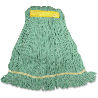 Genuine Joe SGR1B Green Rayon / Cotton Mop Heads, Narrow Headband, Small, 12 oz - 12 / Case